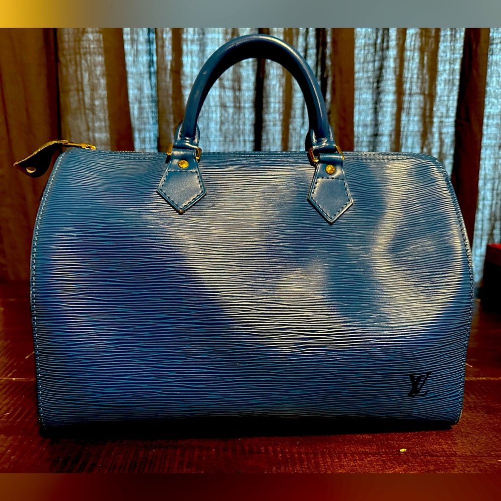 Louis Vuitton Speedy 30 Epi Toledo Blue Leather with Matching Wallet!